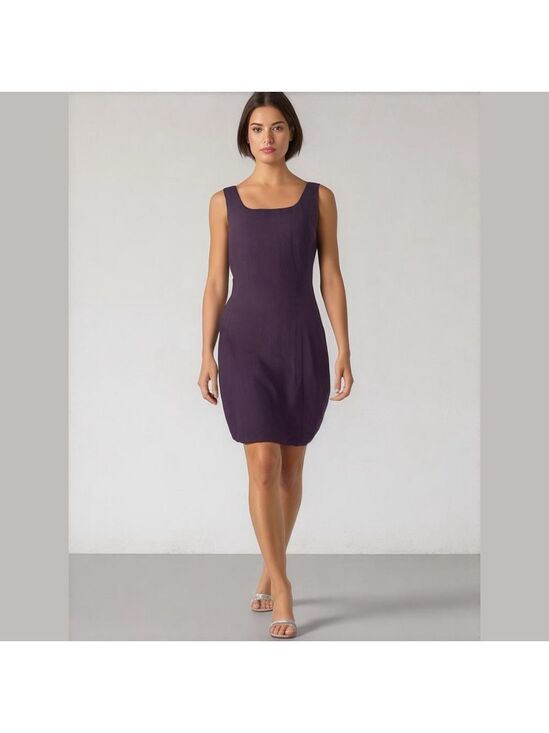 NEW YORK STUDIO Dresses & Skirts - 90s NEW YORK STUDIO PURPLE LINEN BLEND SLEEVELESS FITTED SHEATH DRESS SZ 10